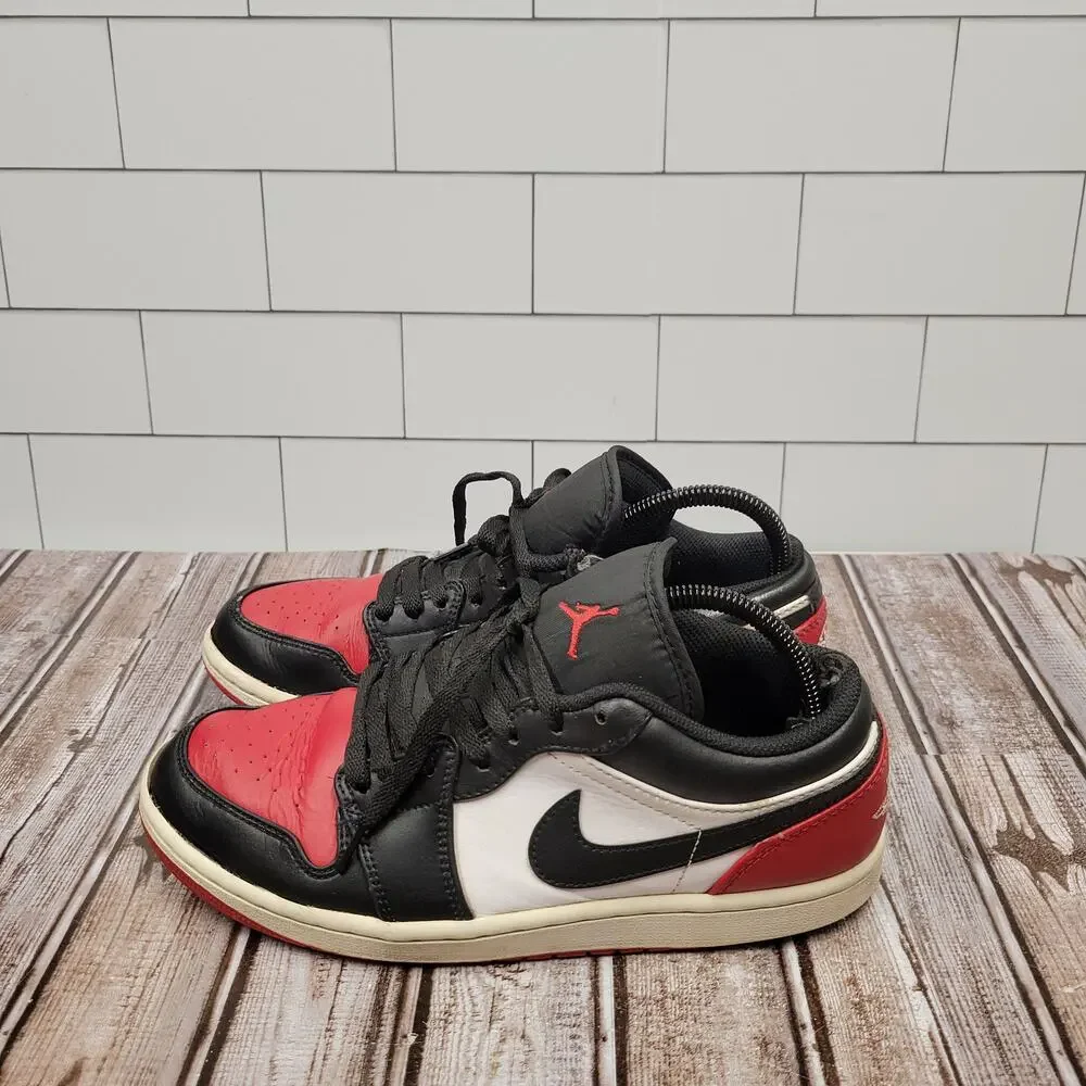 Air Jordan 1 Low Black Toe Gym Red White Men's Size 8.5 553558-161 Shoes